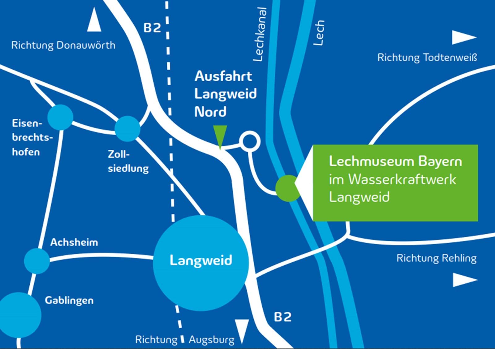 Anfahrtsplan zum Lechmuseum Bayern